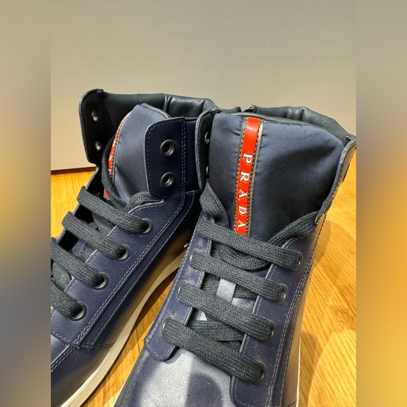 Prada Hightop Sneaker - Blue US9.5 - Picture 3 of 9